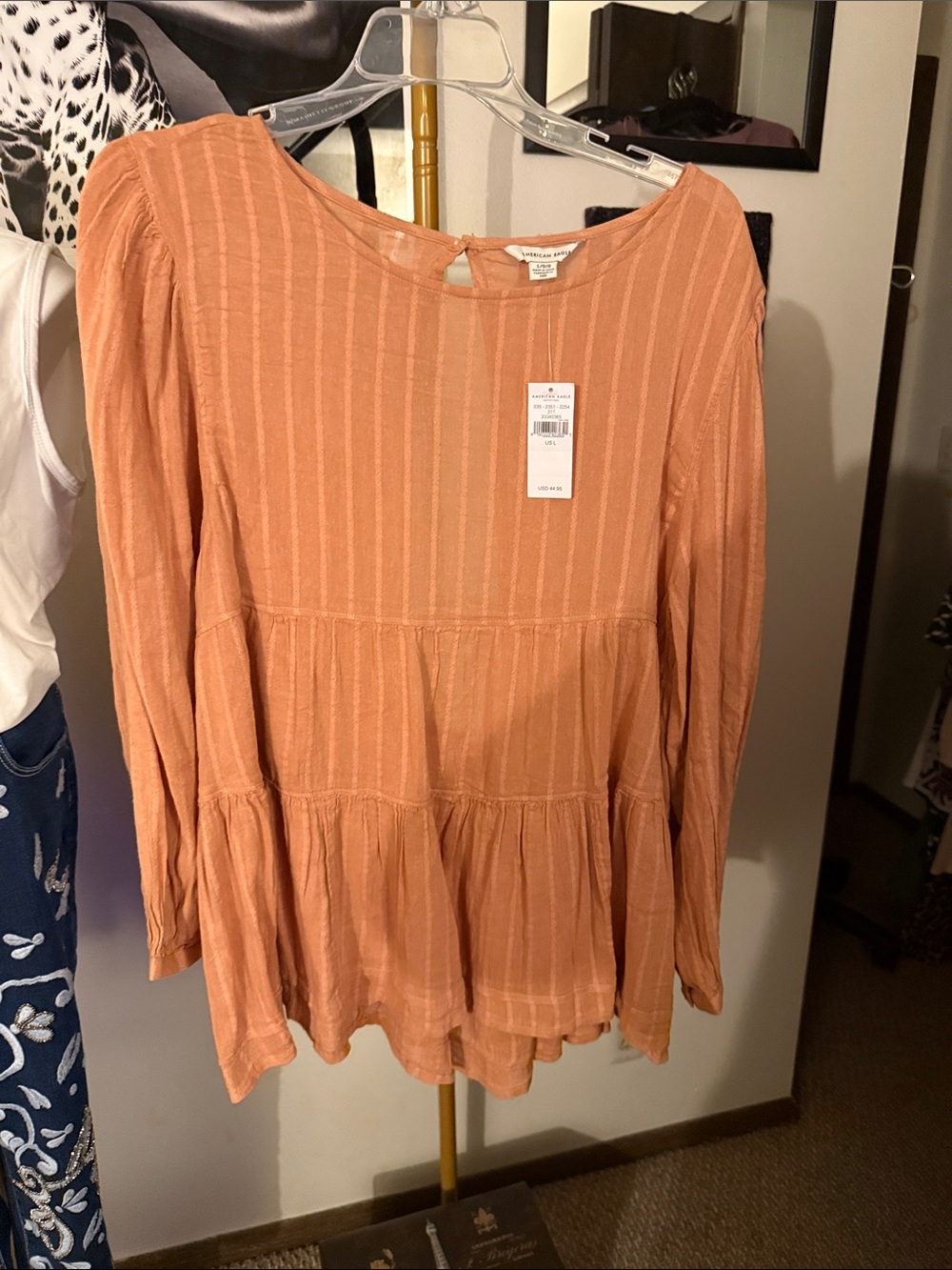 American Eagle Tiered Peplum Tunic Top - Rust